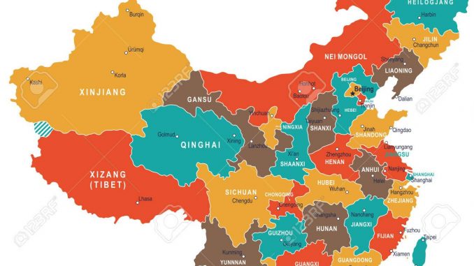 China - map and flag - illustration